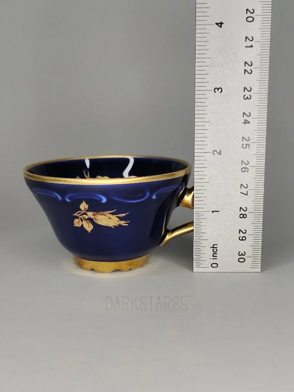 Vintage Bareuther & Co. Waldassen Bavaria Echt Cobalt Floral Teacup and Saucer
